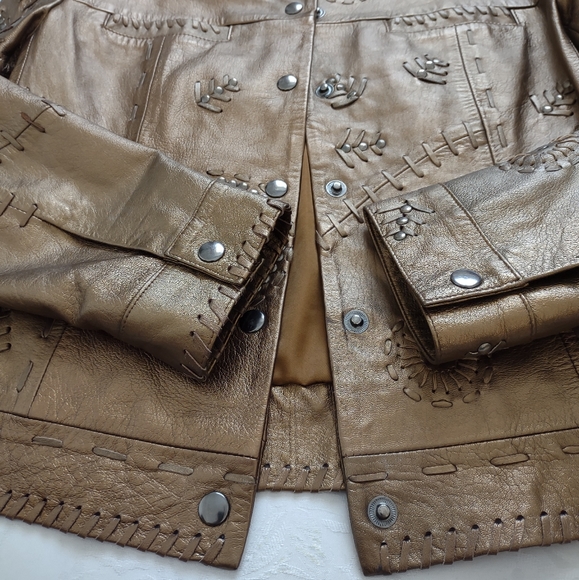 Studded leather Limited Edition jacket southwestern motif embellished - Picture 6 of 13
